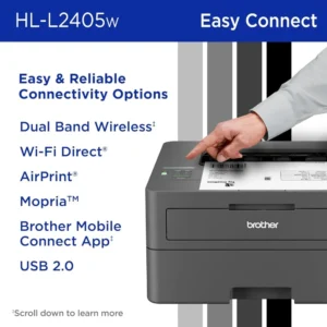 HL-L2405W Wireless Compact Monochrome Laser Printer with Mobile Printing, Black & White Output | includes Refresh Subscription - Image 6